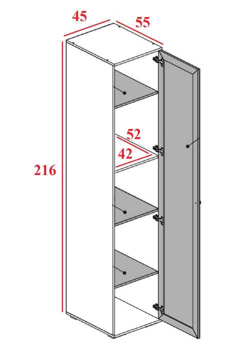 Шкафы одностворчатые, Пенал с полками правый РШ-22 Ричард