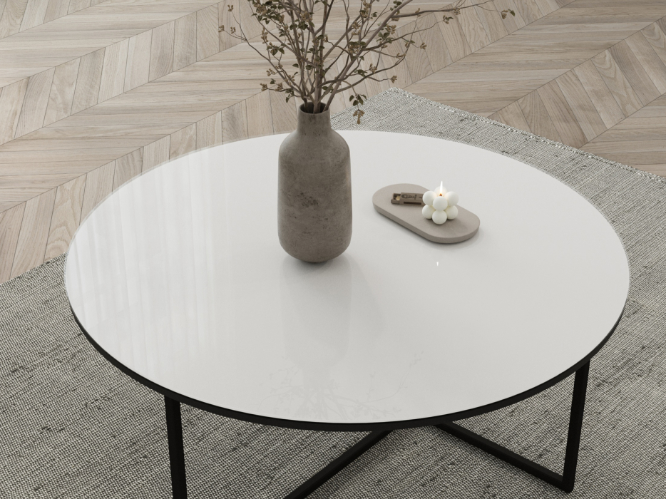 Журнальные столики, Стол журнальный Маджоре Glass белая Lacobel