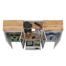 Два шкафа для одежды с зеркалами и обувницей с вешалкой с полкой Октава