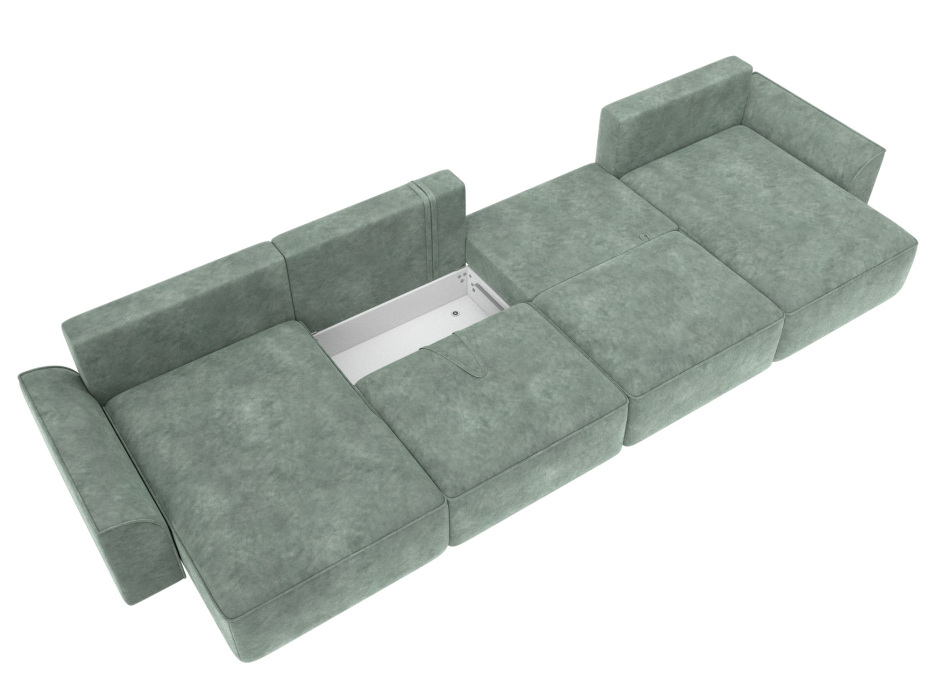 Диваны прямые со спальным местом, Диван п-образный Лига-048 НПБ лонг, велюр BRUT