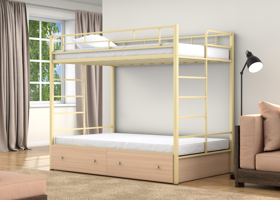 Для подростков, Двухъярусная кровать Валенсия 120 Твист ящики дуб молочный