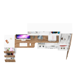 Мебель для домашнего кабинета Лидер-8 из стола с полкой для книг и тумбы 3.16 с бельевым пеналом