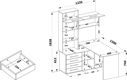 Компьютерный стол КСТ-14 Левый