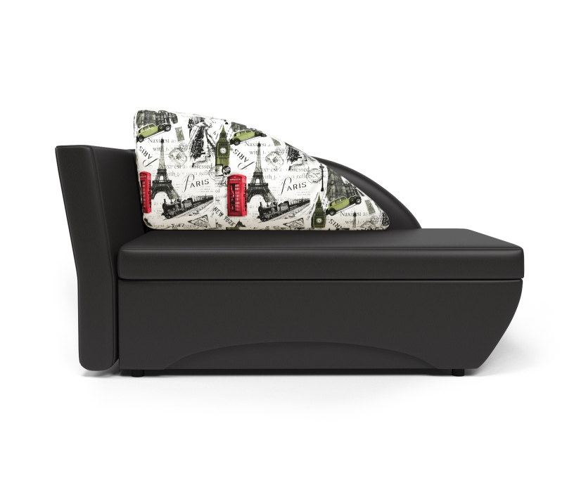 Диваны прямые кухонные, Кушетка Трио, левый экокожа / велюр