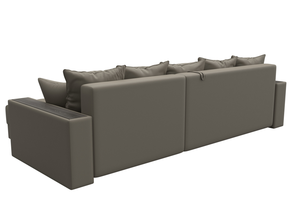 Диваны угловые в гостиную, Диван угловой с декором и полкой Лига-050 НПБ, экокожа GRIFON