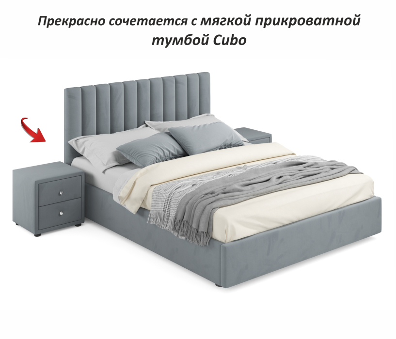 Двуспальные, Мягкая кровать Olivia 1600 подъемная с матрасом PROMO B COCOS