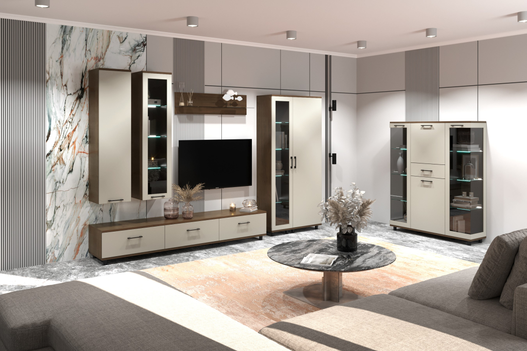 Стенки для гостиной, Модульная гостиная Грейс композиция 4  Гикори Джексон Темный