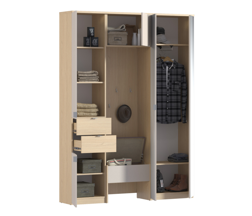 Афина Дуб Винченца,Кашемир серый, Афина комплект для прихожей Дуб Винченца/Кашемир серый