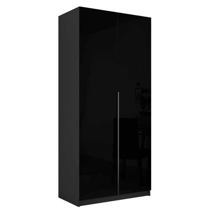 Шкафы распашные, Шкаф распашной Е1 Локер 101x52.5x220 см, с черным стеклом и модулем