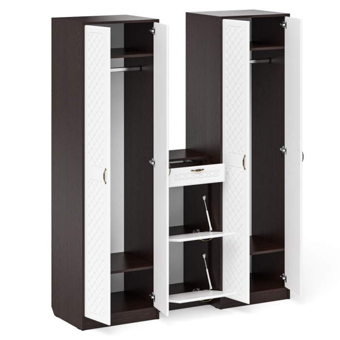 Прихожие, Тумба для обуви две секции и два шкафа в прихожую П-6 № 13 МДФ фрезеровка ромб