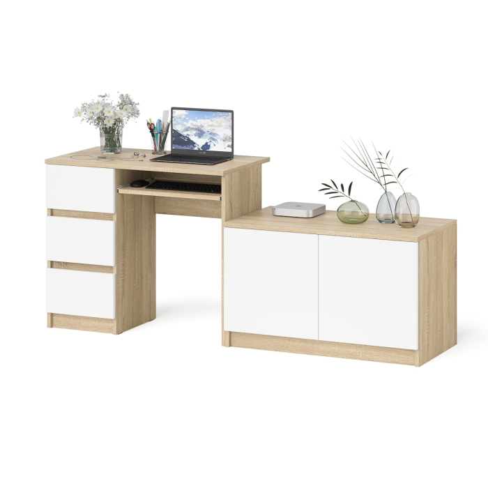 Прямые компьютерные столы, Компьютерный стол три ящика слева с тумбой 900 Мори