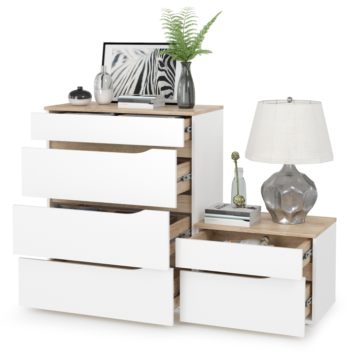 Комоды, Тумба с комодом Муссон белый/дуб эндгрейн элегантный
