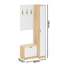 Вешалка для верхней одежды с обувницей с мягким сиденьем и пенал П-6-500 фрезеровка прованс