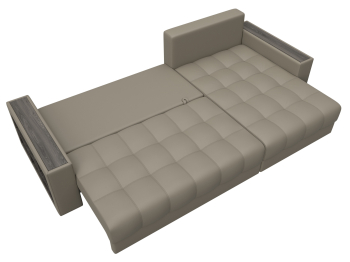 Диван угловой с декором и полкой Лига-050 НПБ, экокожа GRIFON