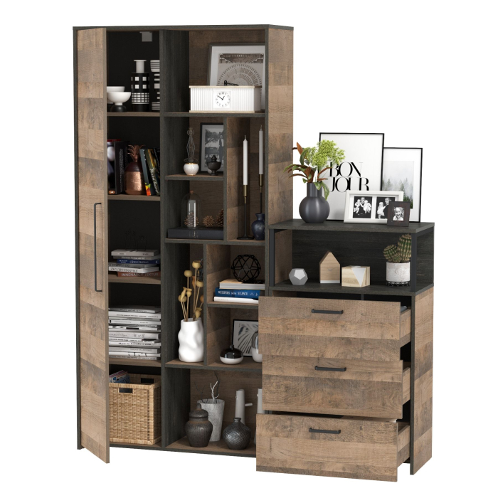 Стенки для гостиной, Шкаф-стеллаж Трувор с комодом с ящиками