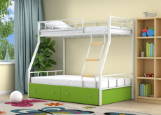 Для подростков, Двухъярусная кровать Радуга ящики зеленый