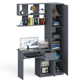 Пенал Мори однодверный на 400.1 с компьютерным столом Мори МС-1 правый и полкой 900