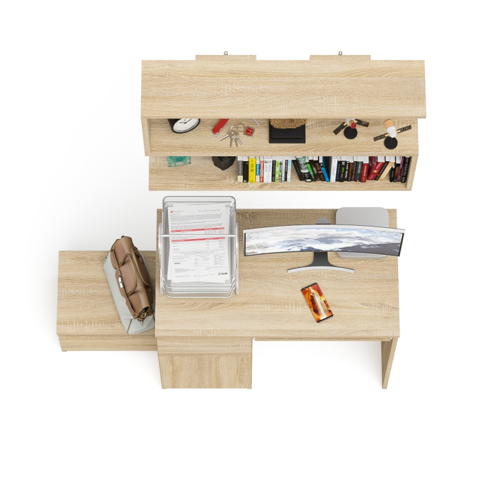 Прямые компьютерные столы, Стол компьютерный Мори МС-1 левый с тумбой и полкой 900