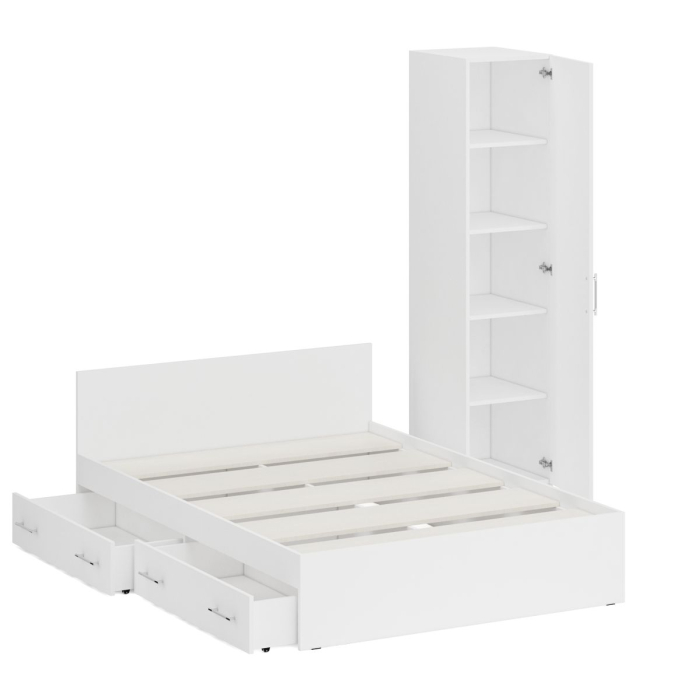 Спальные гарнитуры, Двуспальная Кровать с ящиками 1400 с пеналом Стандарт