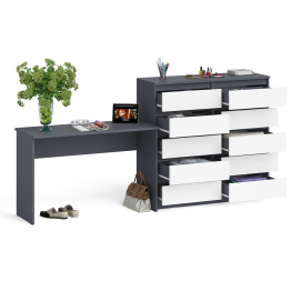 Большой комод МК1200.10 десять ящиков и письменный стол МСП1200 Мори