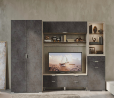 Настенные полки, Антресоль Анима АН-3008, дуб серый, камень темный