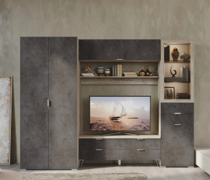 Антресоль Анима АН-3008, дуб серый, камень темный