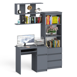 Стол компьютерный Мори МС-1 правый с навесной полкой и стеллаж-комодом 600.3