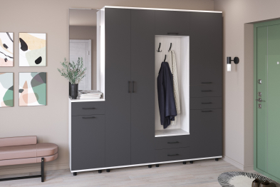 Модульная прихожая Грейс композиция 7  Снежный Ясень