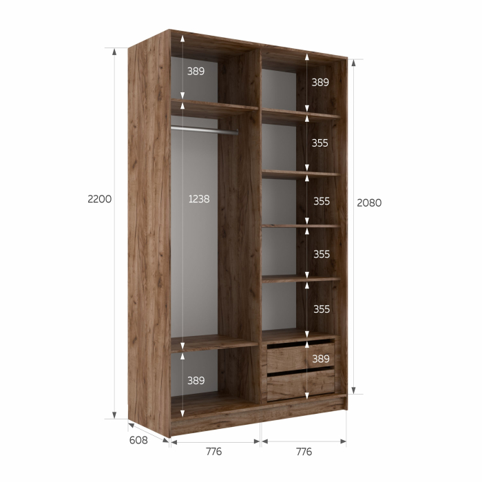 Шкафы-купе 2-х дверные, Шкаф-купе Эста 2-х дверный Стекла фисташка/Доводчик 160х66х220