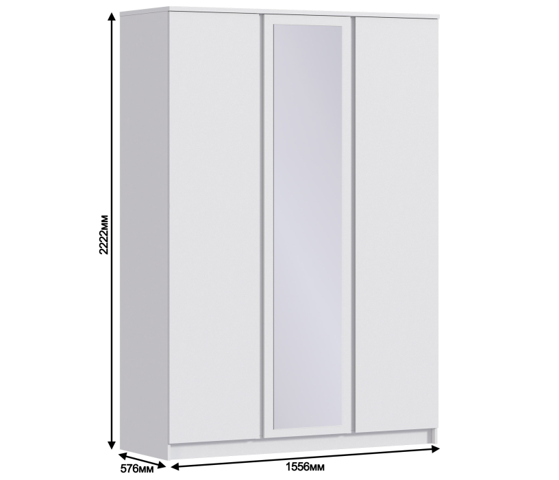 Для одежды, Шкаф 3-х дверный с зеркалом Веста СБ-2258