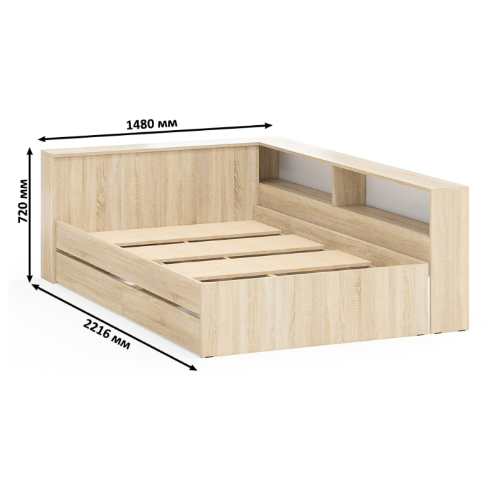 Спальные гарнитуры, Кровать с прикроватным блоком с ящиками Ксения 1200 и туалетный столик с подсветкой Сура