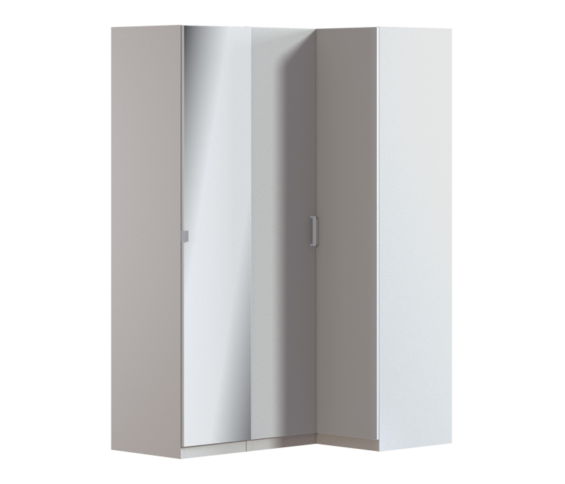 Шкафы распашные, Шкаф угловой с зеркалом МАКС Серый перламутровый