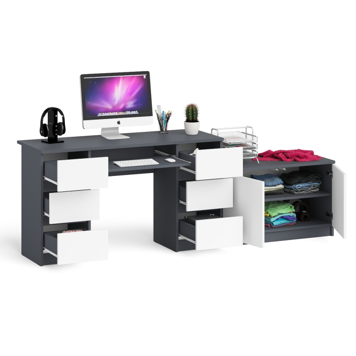 Прямые компьютерные столы, Двухтумбовый компьютерный стол Мори МС-2 с широкой тумбой на 900