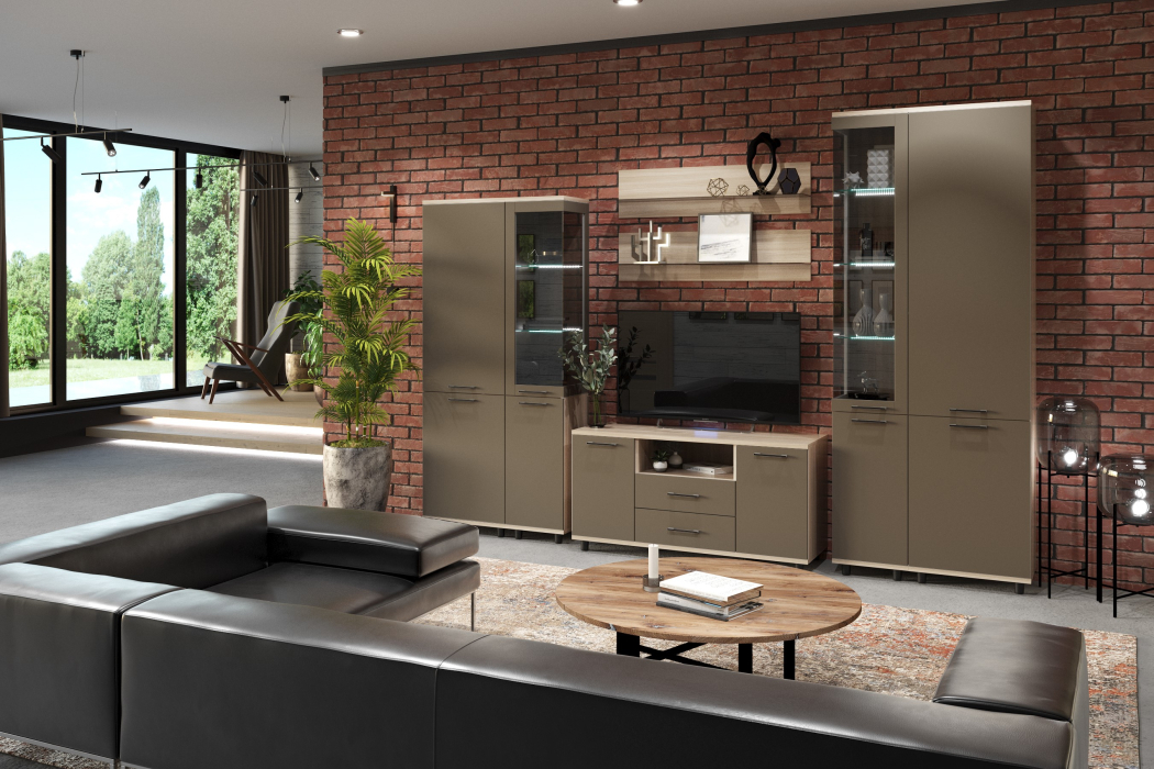 Стенки для гостиной, Модульная гостиная Грейс композиция 3 Ясень Асахи