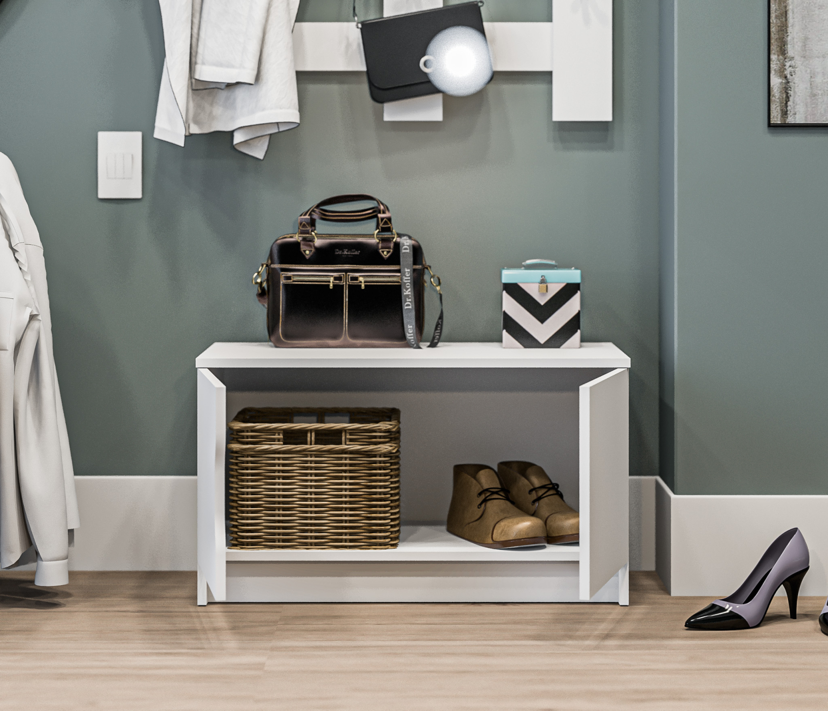 тумба бруклин 85 цв белый глянец 203960