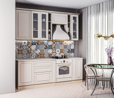 Кухонные гарнитуры, Кухонный гарнитур Регина Песочный/Классика Светлый 2,3 м