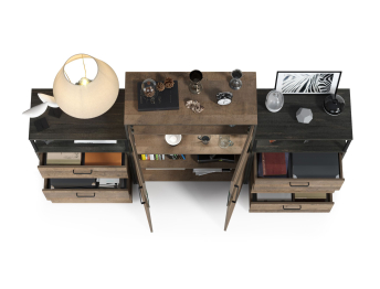 Комод с витриной с подсветкой с двумя комодами с ящиками Трувор