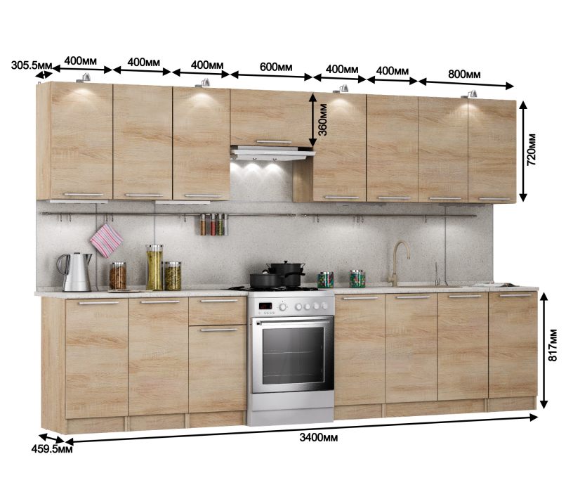Кухонные гарнитуры, Кухня Ангелина Классик 340 см.