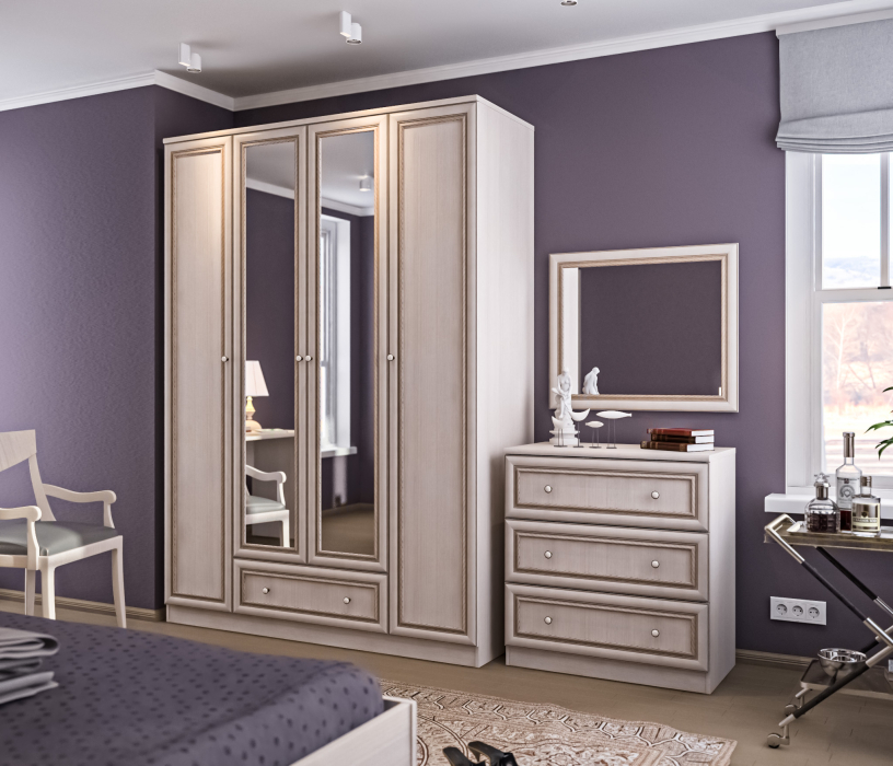 В спальню, Шкаф 4-х дверный Грация СБ-2198