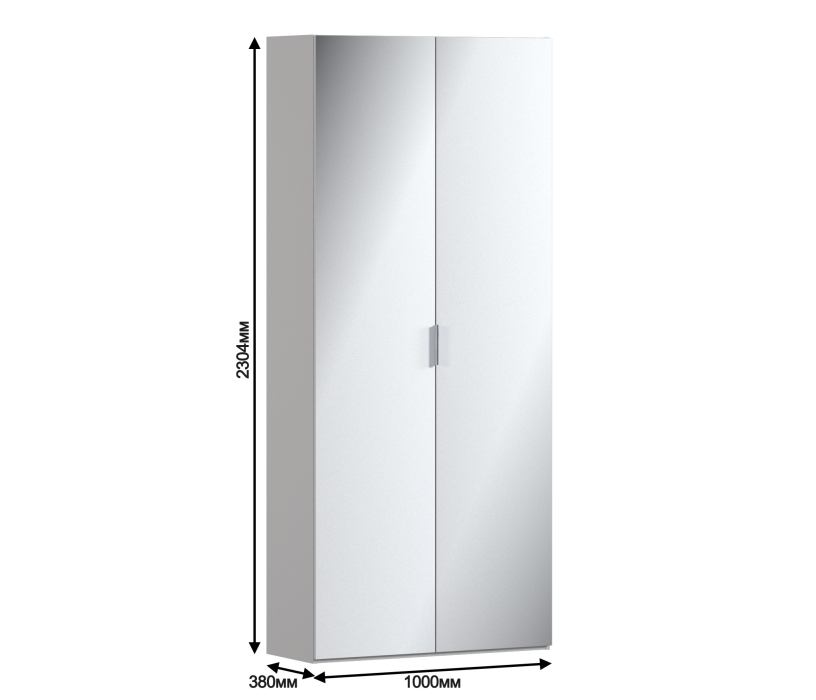 Мебель в современном стиле, Шкаф 2 дверный Милан СБ-3257 Серый с зеркальным фасадом