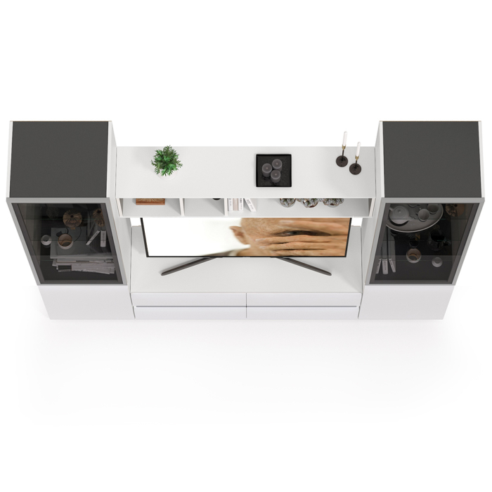 Стенки для гостиной, Гостиная Сидней с фасадами стекло