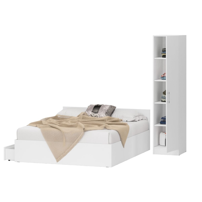 Спальные гарнитуры, Двуспальная Кровать с ящиками 1600 с пеналом Стандарт