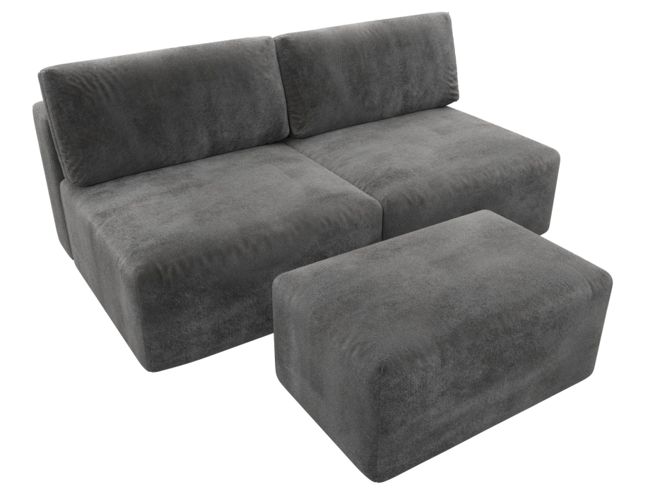 Диваны еврокнижки, Диван прямой модульный с пуфом Лига-060 НПБ, велюр TOWER