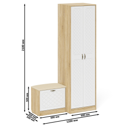 Шкаф для прихожей с обувницей с сиденьем П-6 № 10 МДФ фрезеровка ромб