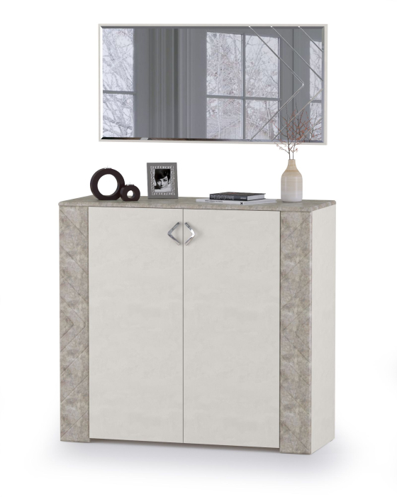Комоды, Комод с зеркалом Амели 13.107+Зерк шёлковый камень/бетон чикаго беж