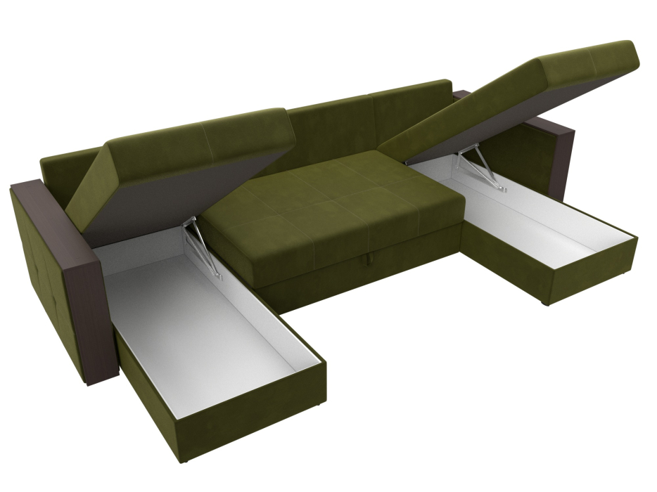 Диваны с ящиком для белья, П-образный диван Валенсия, микровельвет