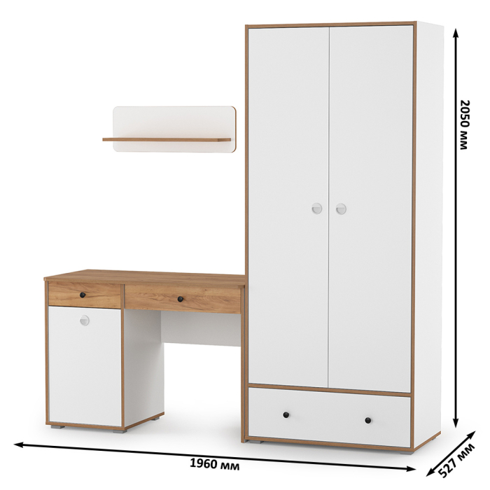 Офисная мебель, Письменный стол с полкой и шкафом Вуди