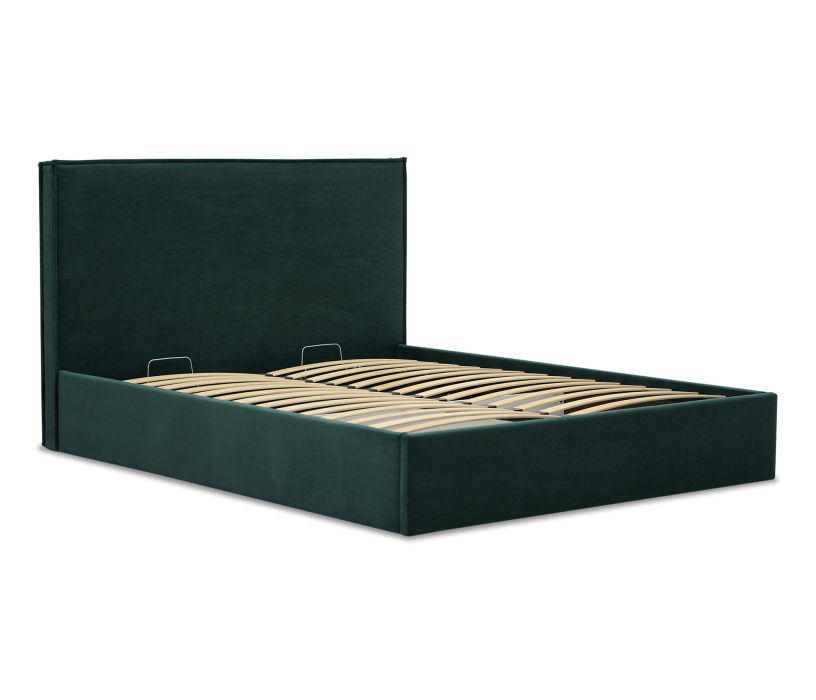 Мягкая кровать, Двуспальная кровать ЛУТОН 180х200, с подъемным механизмом, велюр