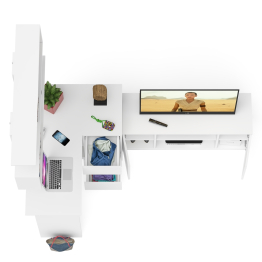 Стол угловой компьютерный Мори МС-16 правый с книжной полкой и ТВ-тумбой МТВ1200.1