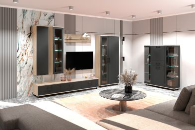 Модульная гостиная Грейс композиция 4  Ясень Асахи